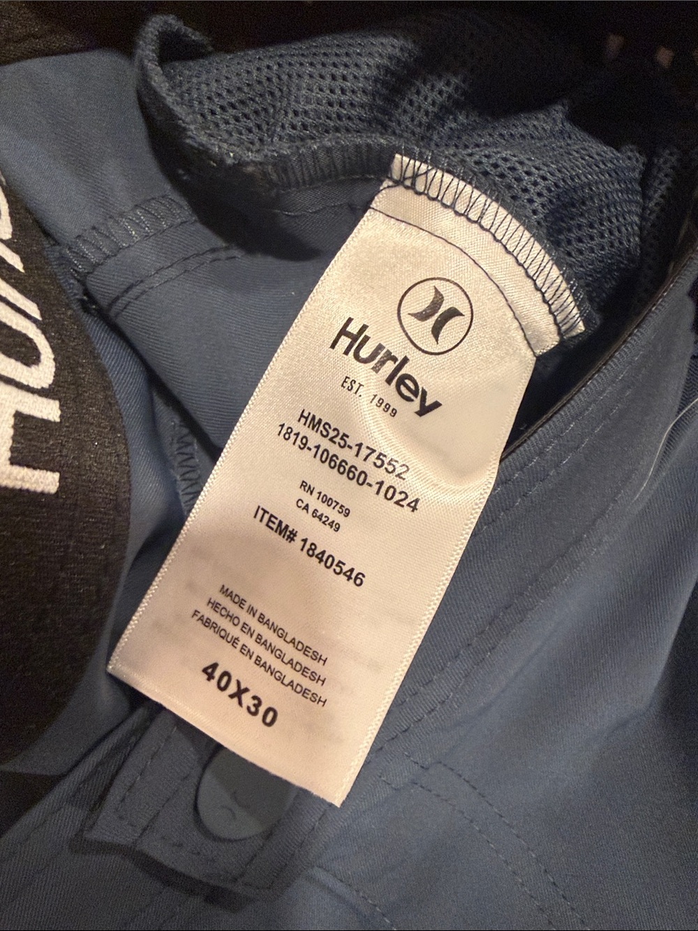 Hurley Mens Pants 40x30 - Picture 6 of 6